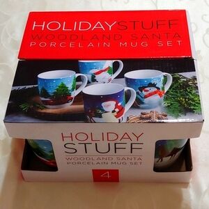 Woodland Santa Porcelain Mug Set